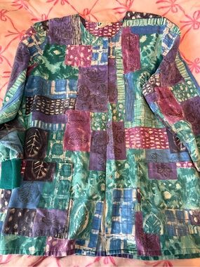 Landau Multicolor Patchwork Jacket in Teal, Purple, Blue